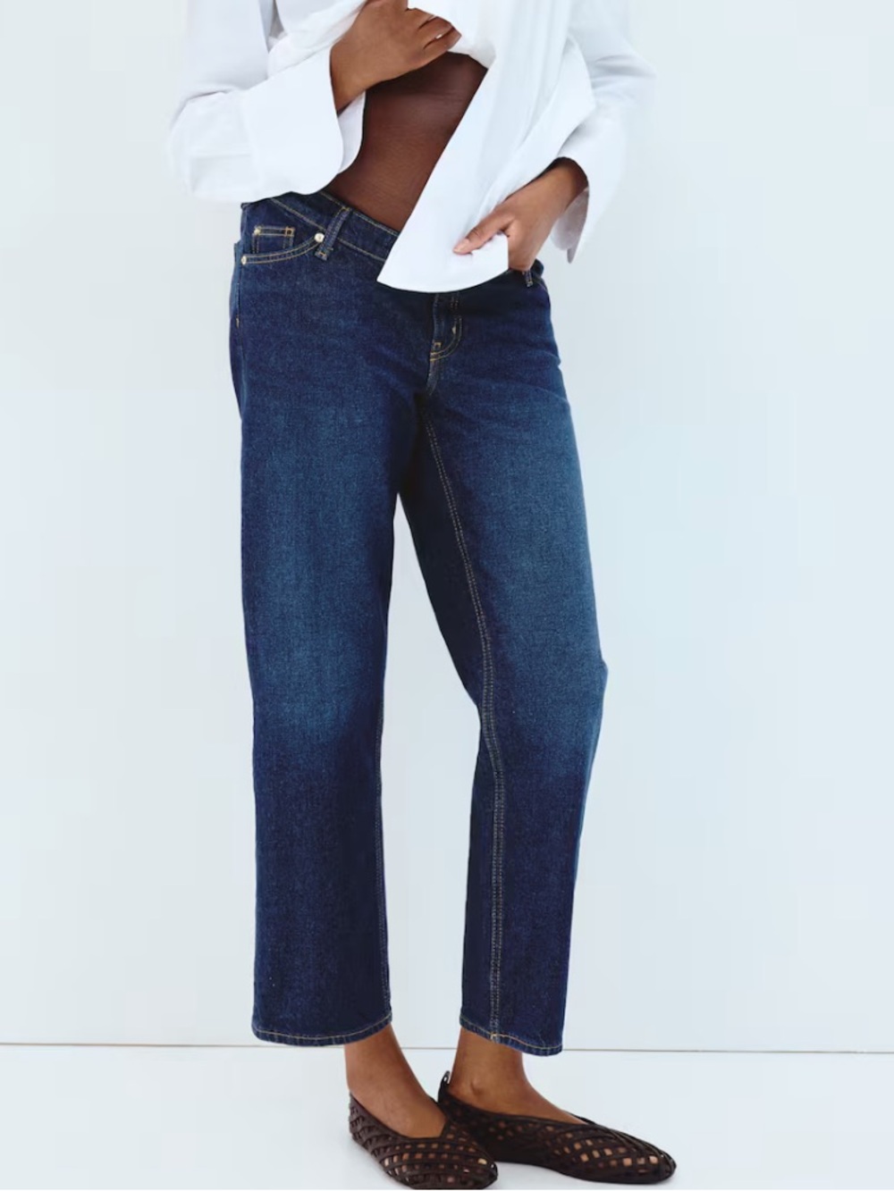 H&M MAMA STRAIGHT ANKLE JEANS - maternity